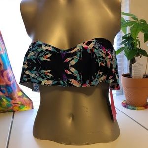 PacSun Beach Riot Seventeen Collaboration ruffle dark floral print bikini top